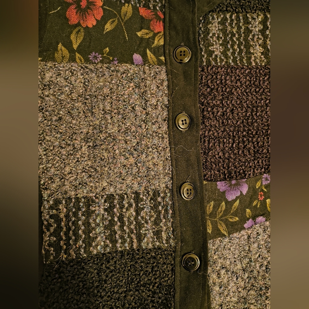 Vtg Mixed Media Patchwork Button Down - image 5